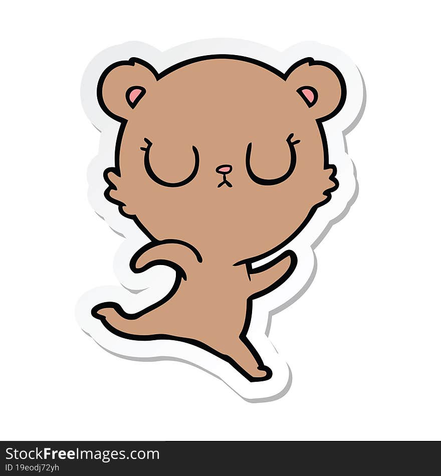 Sticker Of A Peaceful Cartoon Bear Running