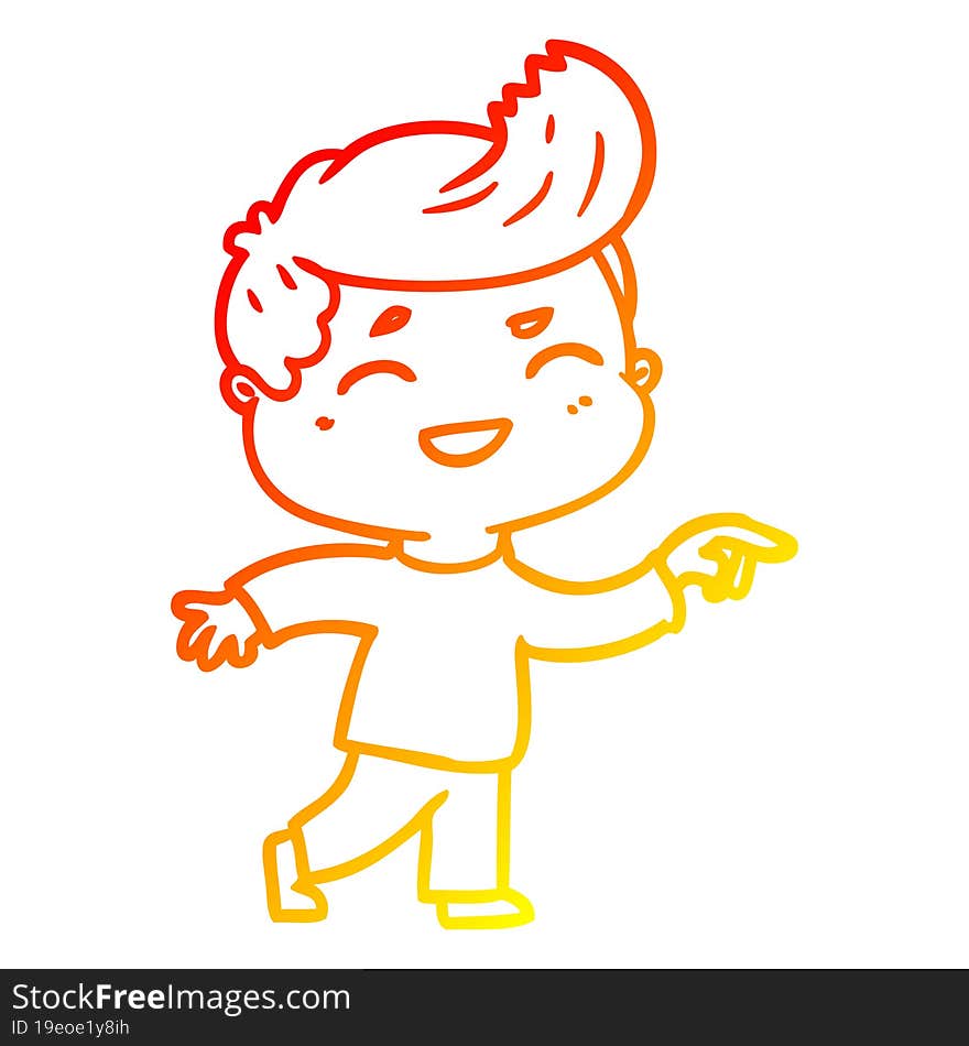 warm gradient line drawing of a cartoon man laughing