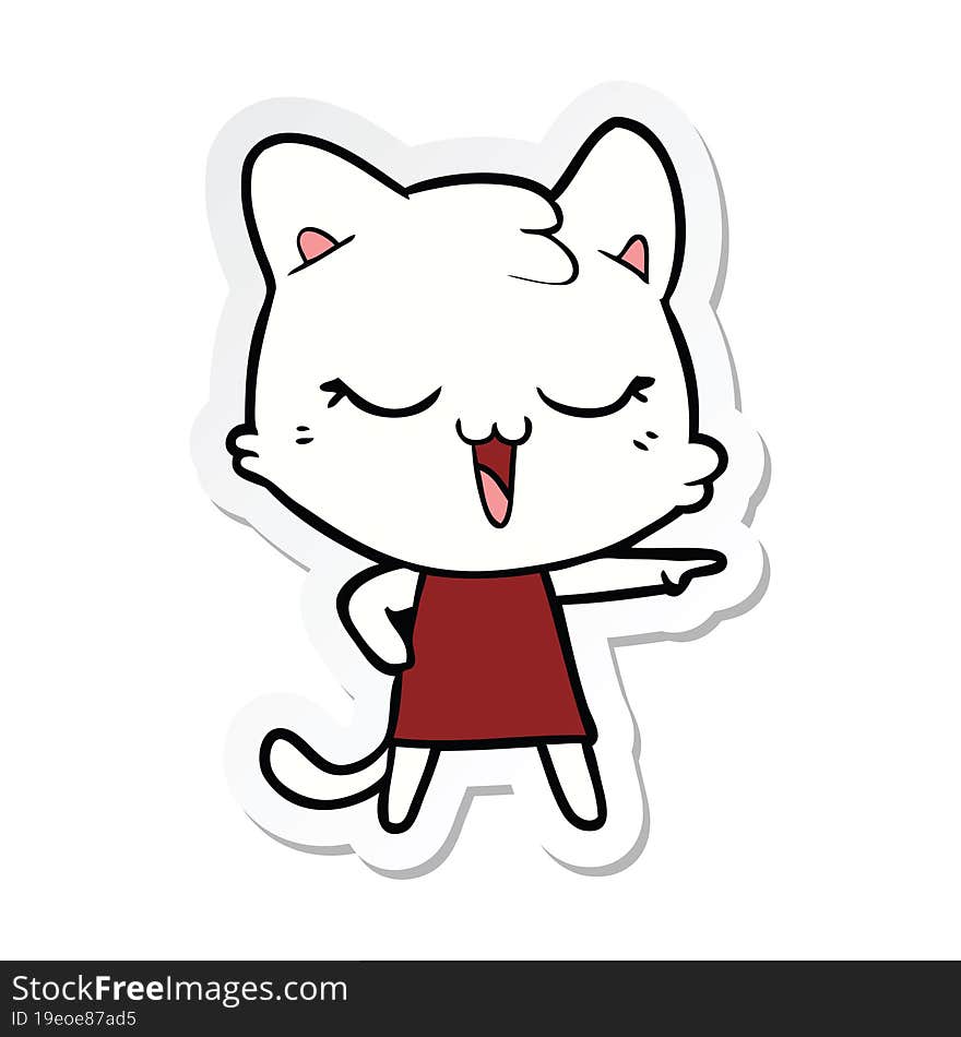 sticker of a happy cartoon cat