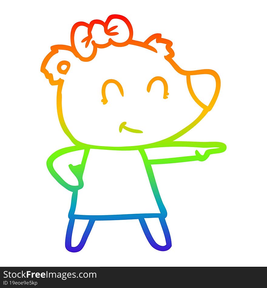 rainbow gradient line drawing female bear cartoon