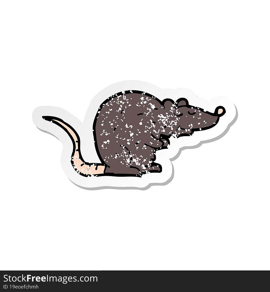 retro distressed sticker of a cartoon black rat