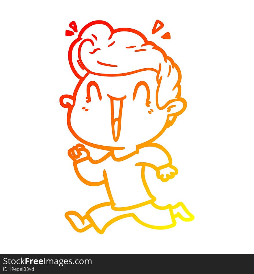 warm gradient line drawing cartoon excited man