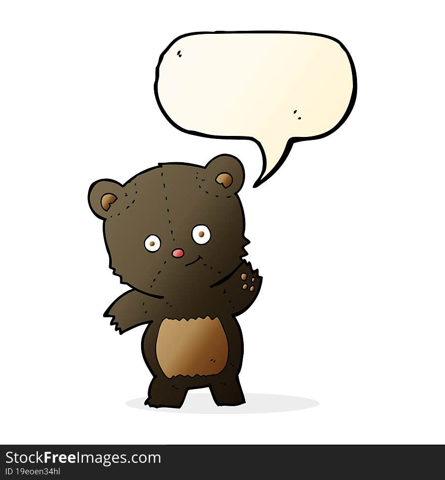 cute black bear cartoon with speech bubble