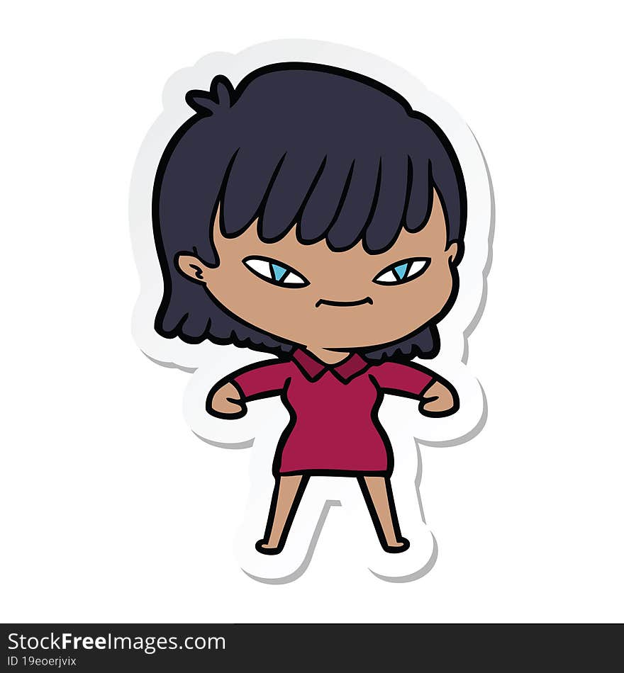 sticker of a cartoon woman