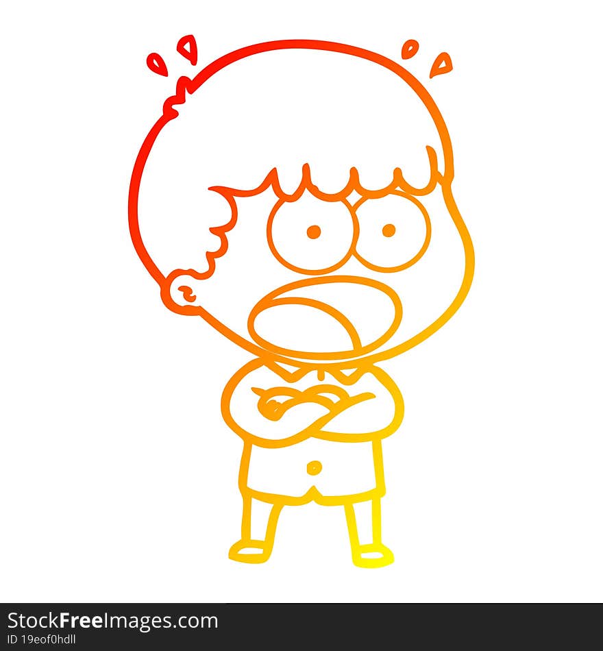 warm gradient line drawing cartoon shocked man