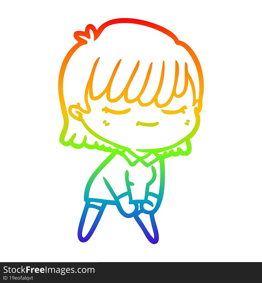 rainbow gradient line drawing of a cartoon woman