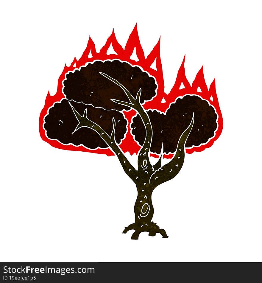 cartoon burning tree