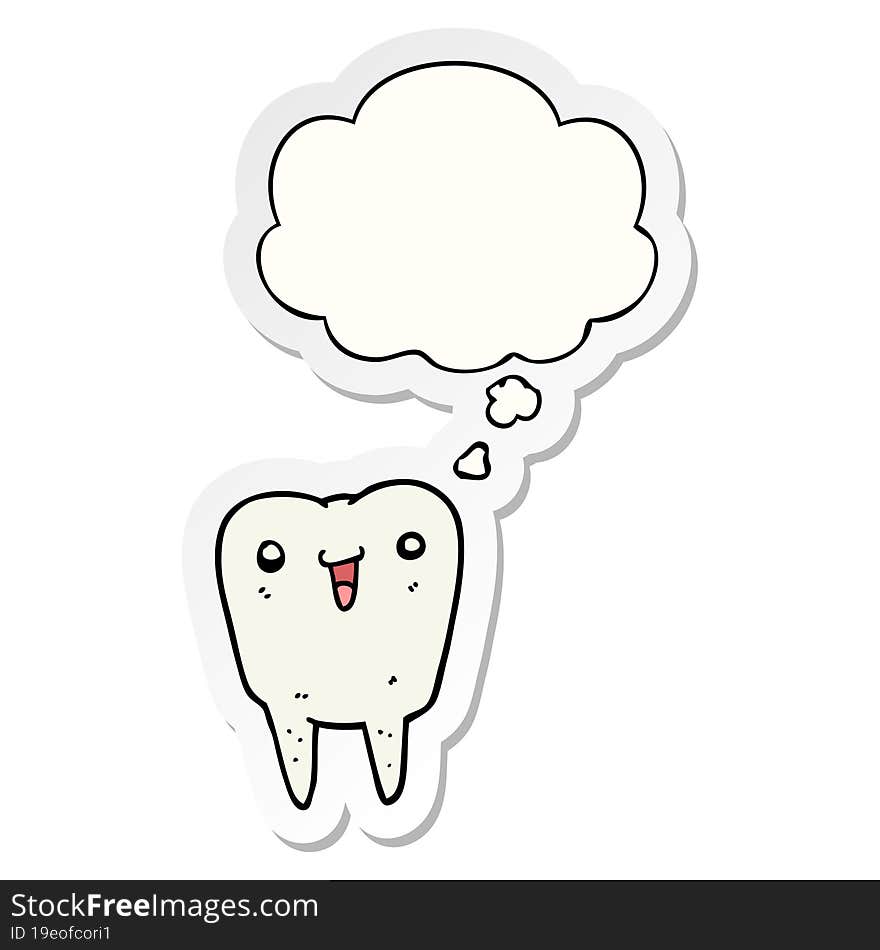 cartoon tooth and thought bubble as a printed sticker