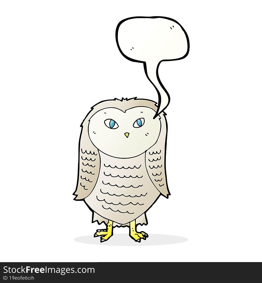 cartoon owl with speech bubble