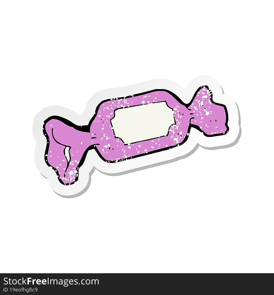 retro distressed sticker of a cartoon wrapped candy