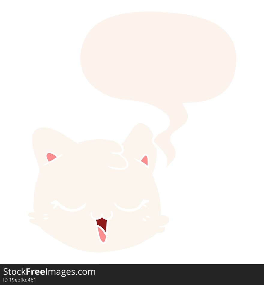 Cartoon Cat Face And Speech Bubble In Retro Style