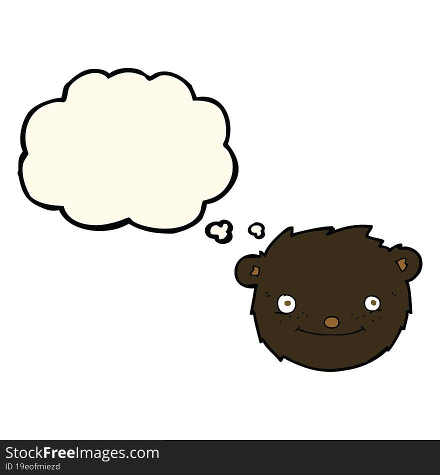 cartoon black bear head with thought bubble