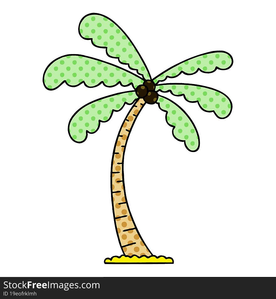 quirky comic book style cartoon palm tree