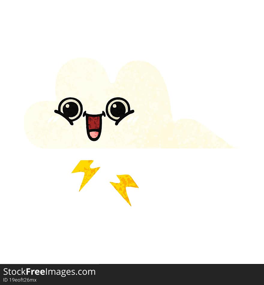 retro illustration style cartoon of a storm cloud