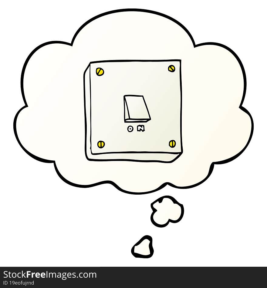 cartoon light switch with thought bubble in smooth gradient style