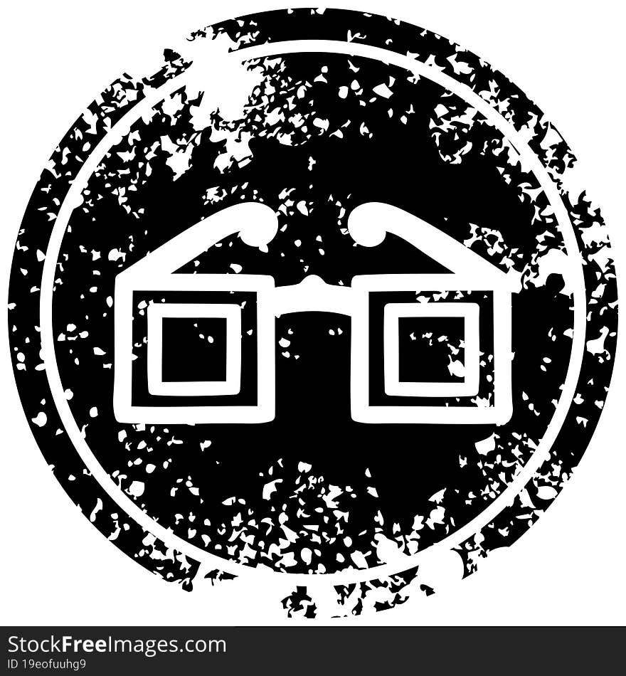 Square Glasses Distressed Icon