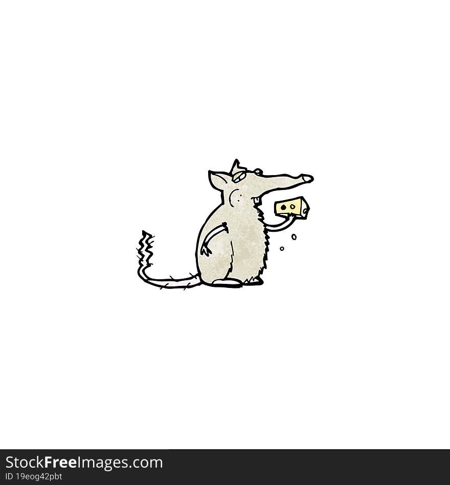 Cartoon Rat Eating Cheese