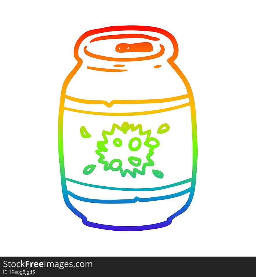 rainbow gradient line drawing of a can of soda