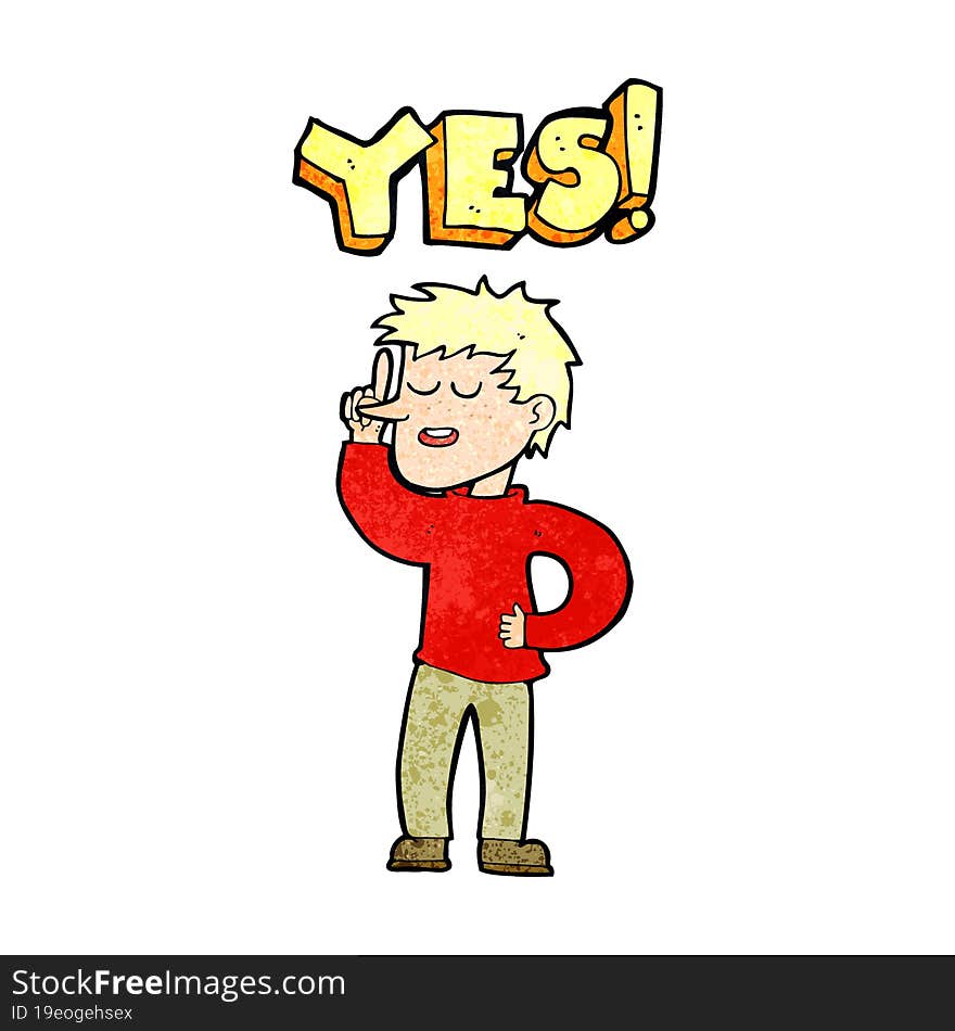 cartoon man saying yes