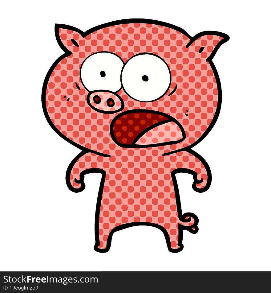 cartoon pig shouting. cartoon pig shouting