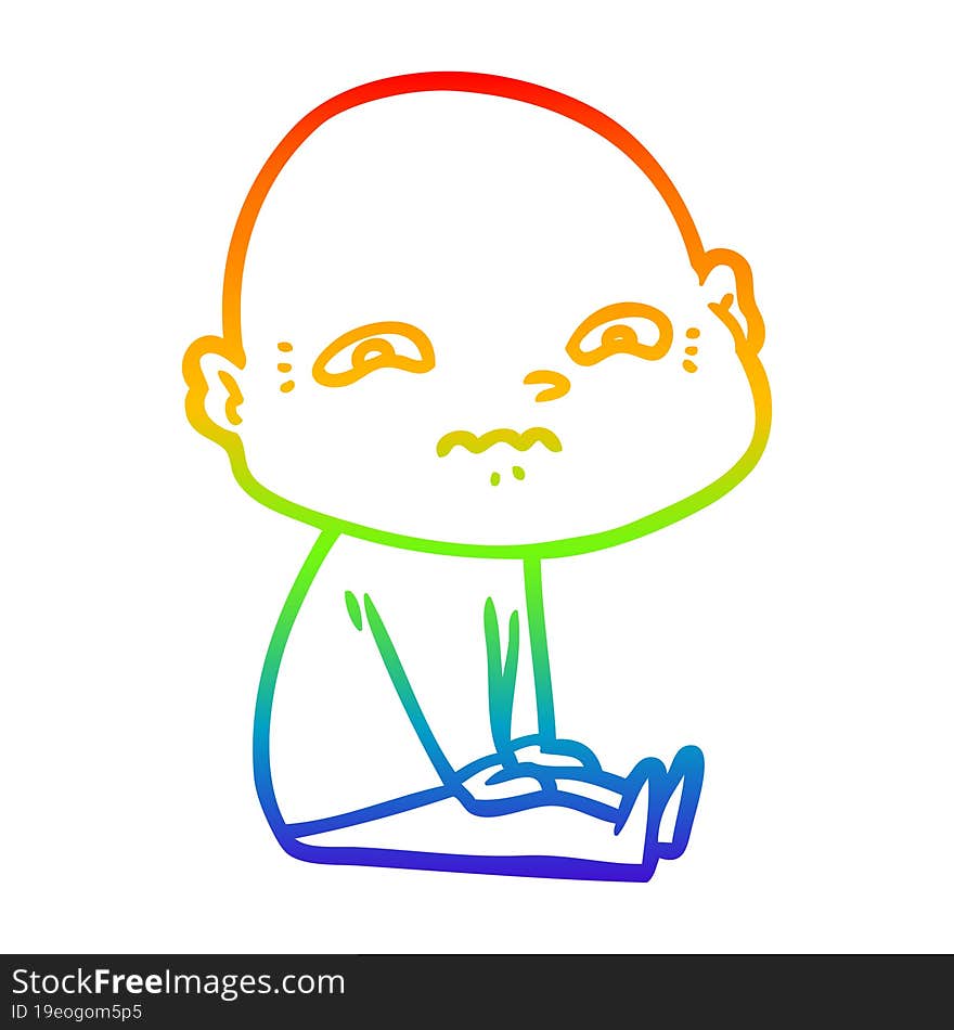 rainbow gradient line drawing of a cartoon nervous man