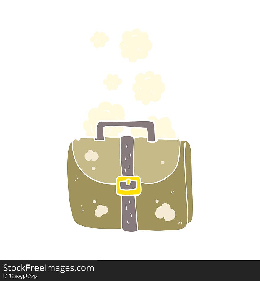 flat color illustration of a cartoon old work bag