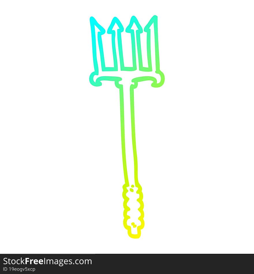 cold gradient line drawing cartoon gold trident