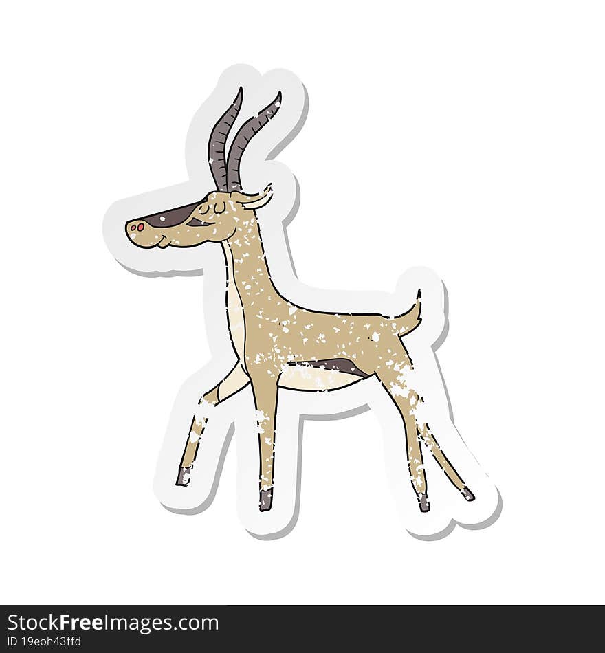 retro distressed sticker of a cartoon gazelle