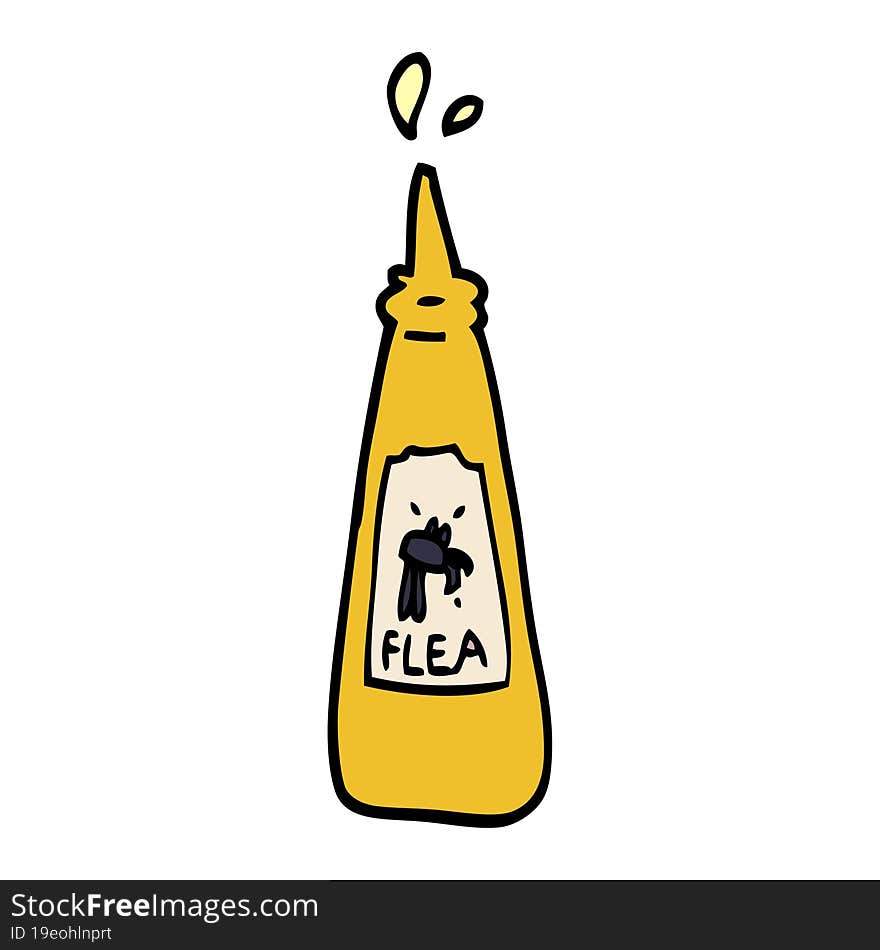 cartoon doodle flea treatment bottle