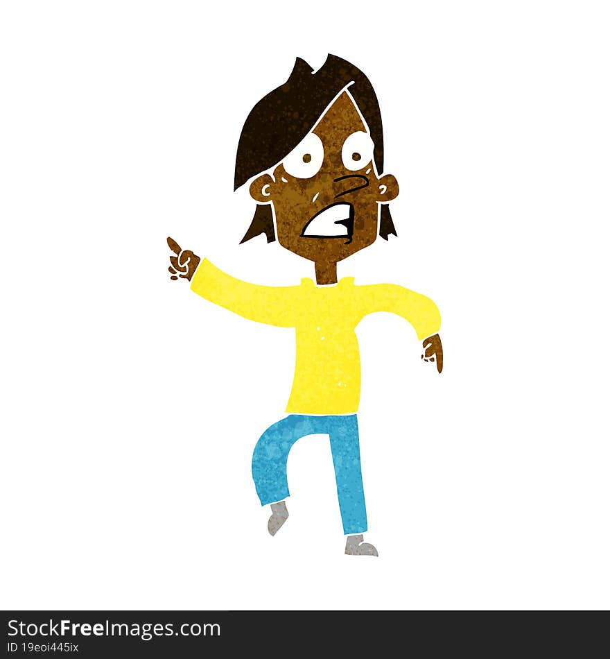 cartoon worried man pointing