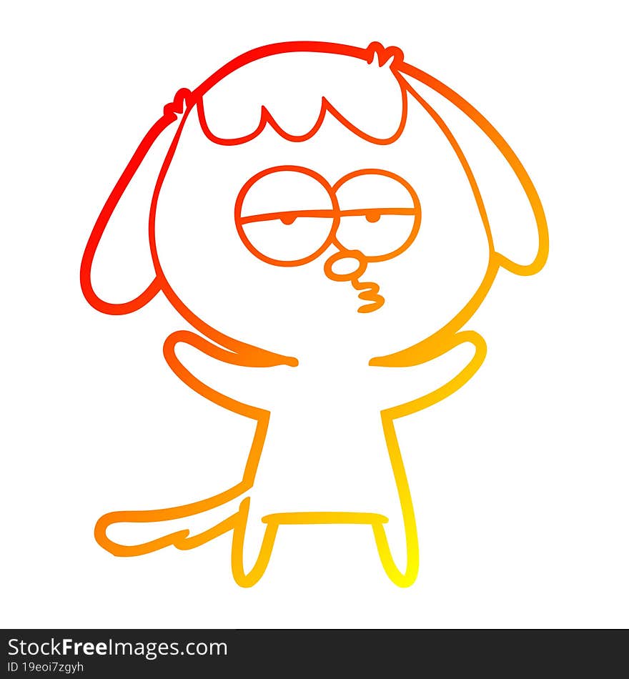 warm gradient line drawing cartoon bored dog