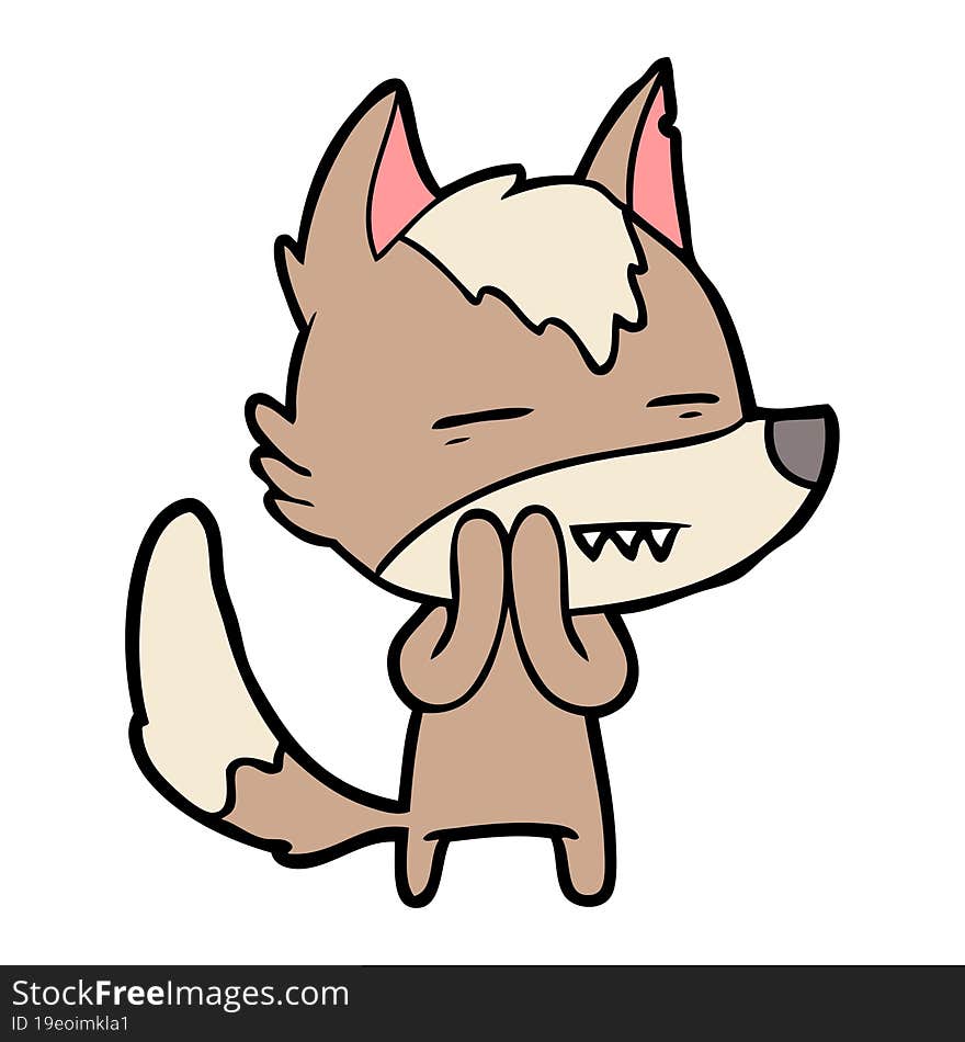 cartoon wolf showing teeth. cartoon wolf showing teeth