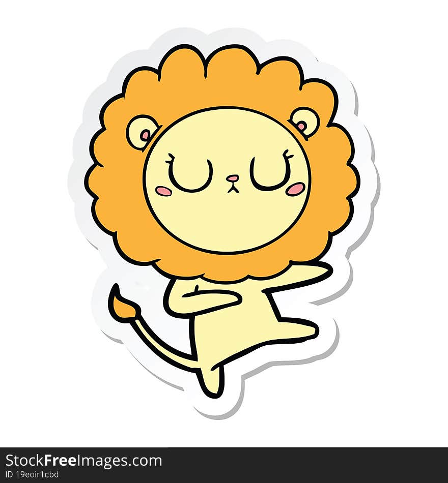 sticker of a cartoon lion dancing