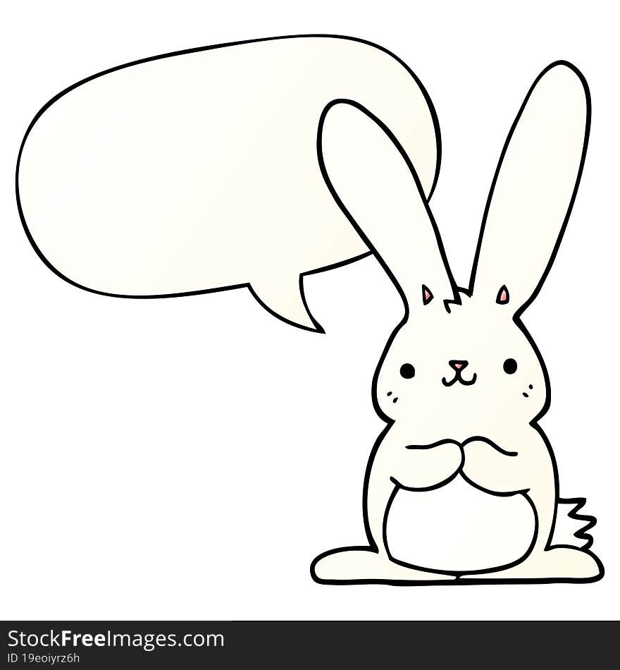 cartoon rabbit with speech bubble in smooth gradient style