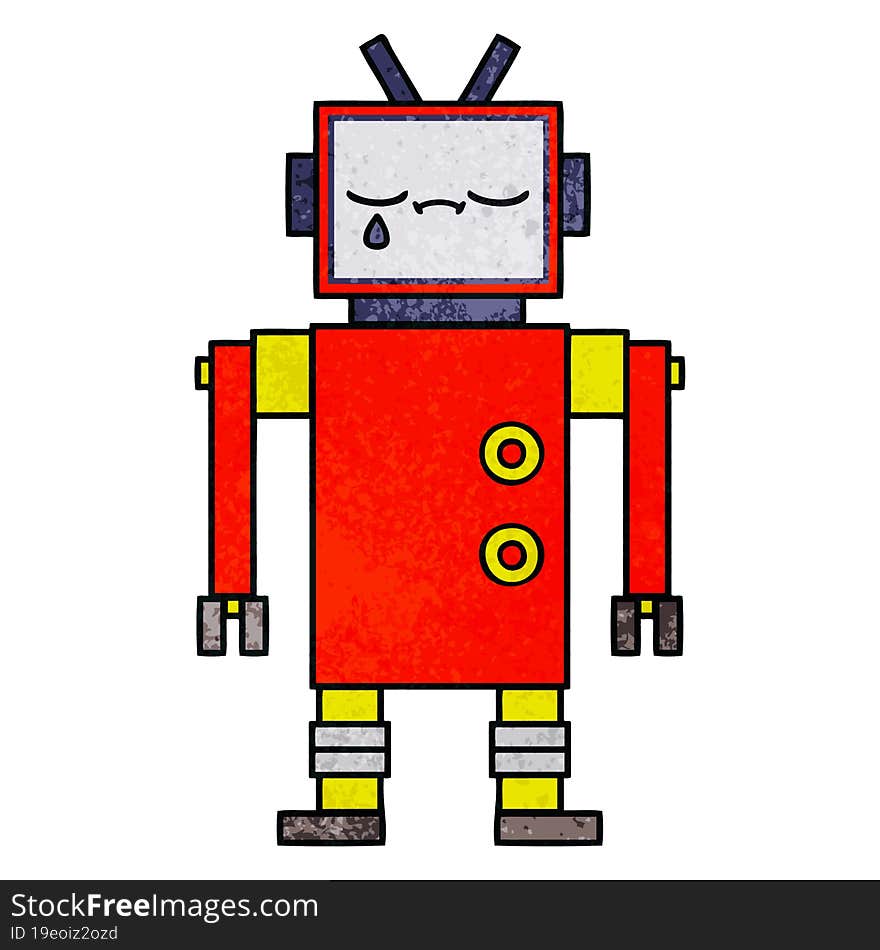 Retro Grunge Texture Cartoon Robot