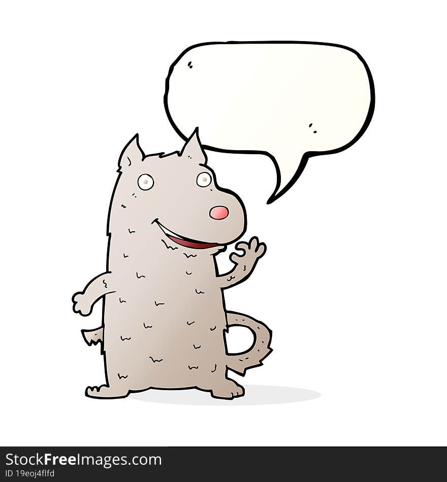 cartoon happy dog with speech bubble