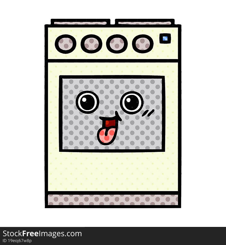 comic book style cartoon kitchen oven