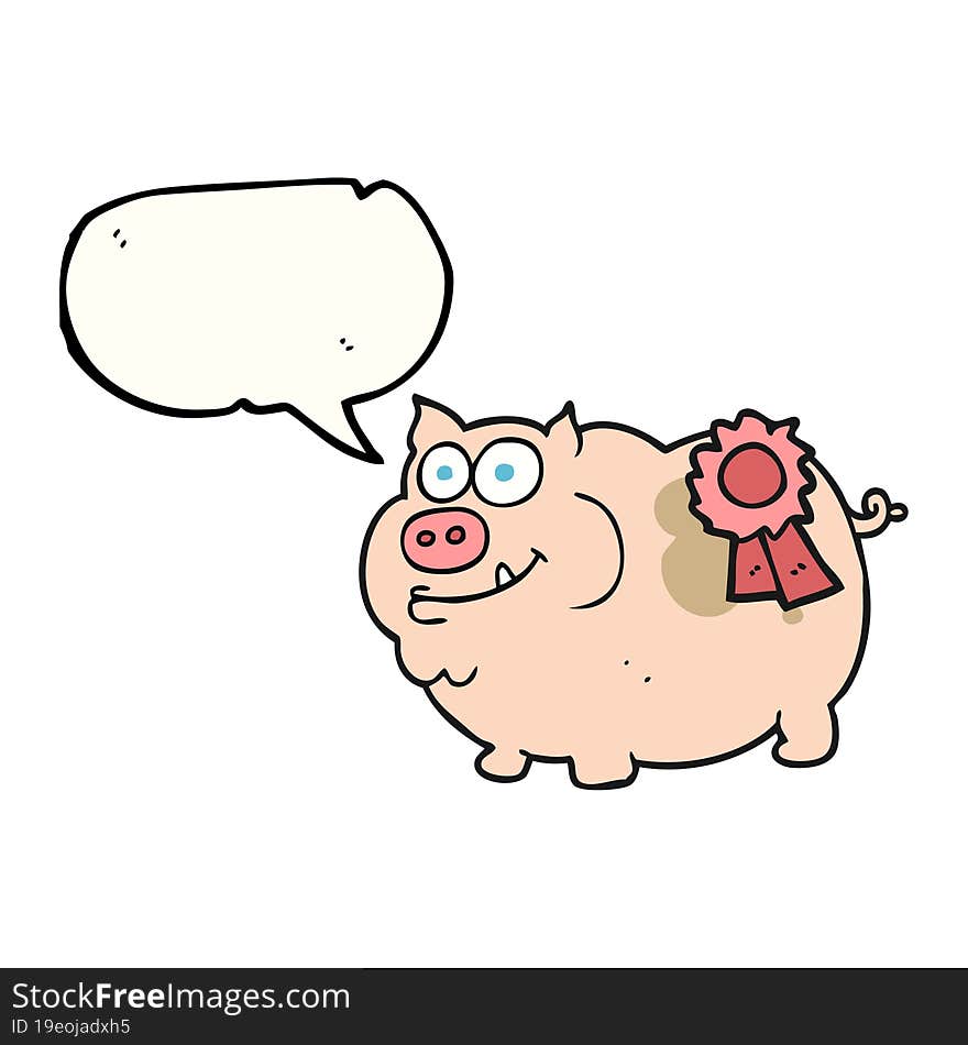 Speech Bubble Cartoon Prize Winning Pig