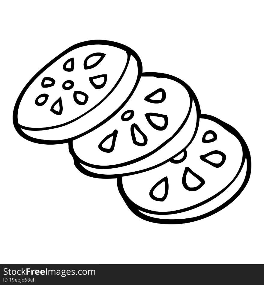 line drawing cartoon lemon slices