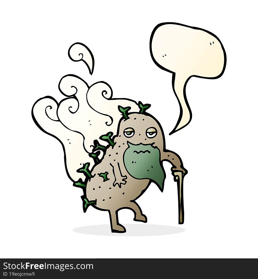 Cartoon Old Potato With Speech Bubble