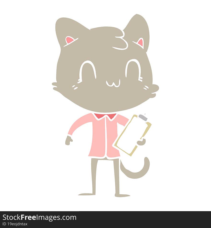 Flat Color Style Cartoon Happy Cat