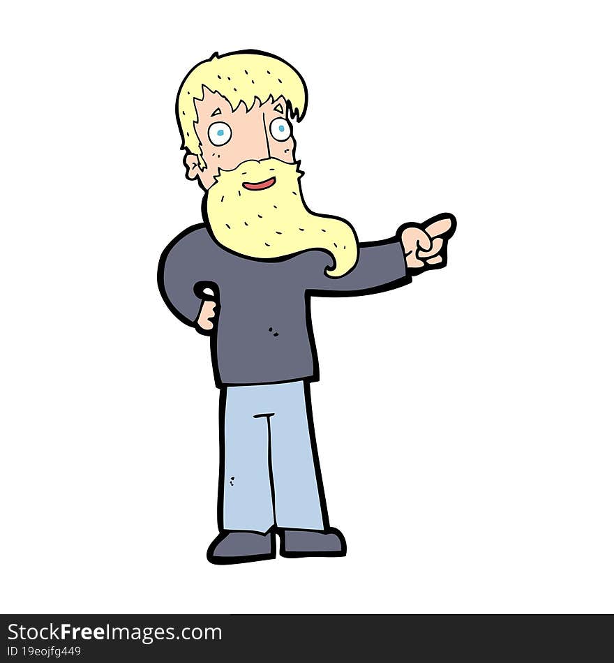 cartoon man with beard pointing