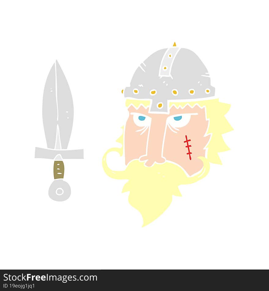 flat color illustration of a cartoon viking warrior