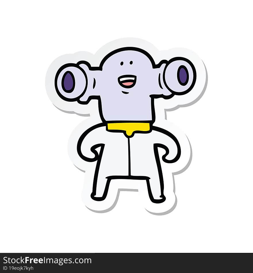 Sticker Of A Friendly Cartoon Alien