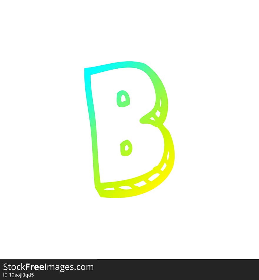 cold gradient line drawing of a cartoon letter b