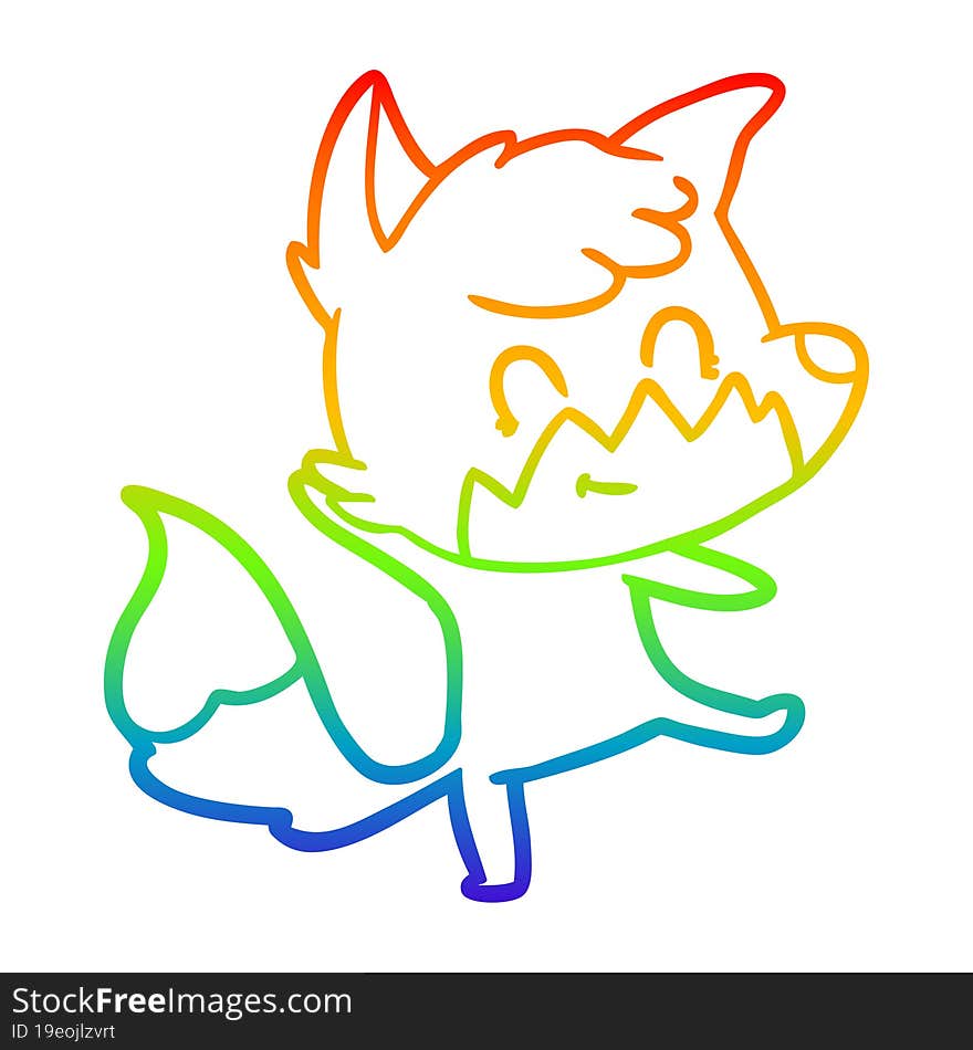 rainbow gradient line drawing cartoon friendly fox