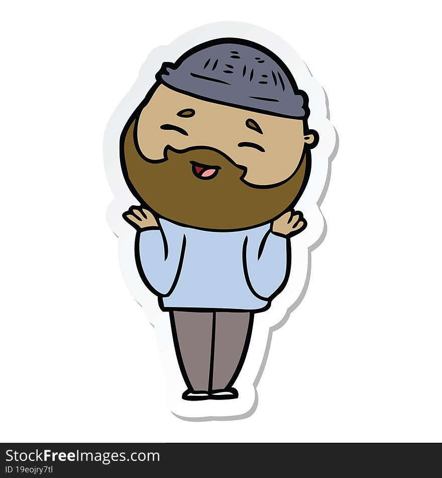 sticker of a cartoon happy bearded man