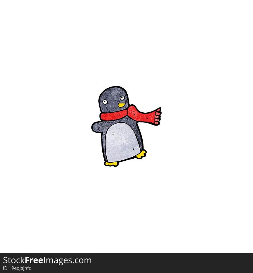 cartoon penguin wearing scarf