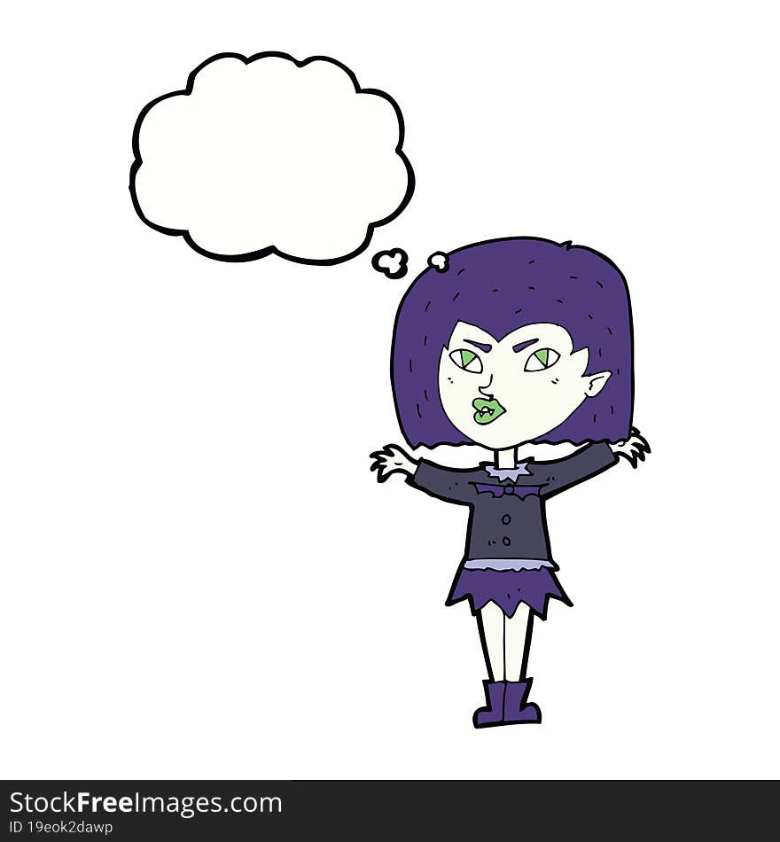 Cartoon Vampire Girl With Thought Bubble