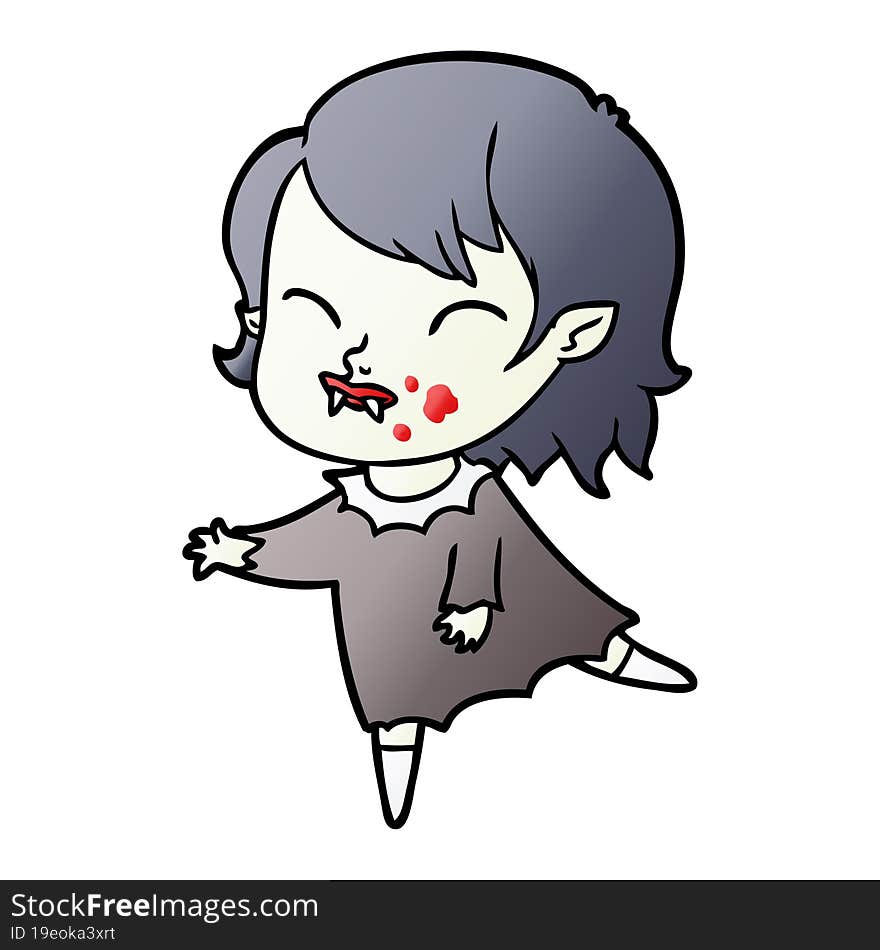 cartoon vampire girl with blood on cheek. cartoon vampire girl with blood on cheek